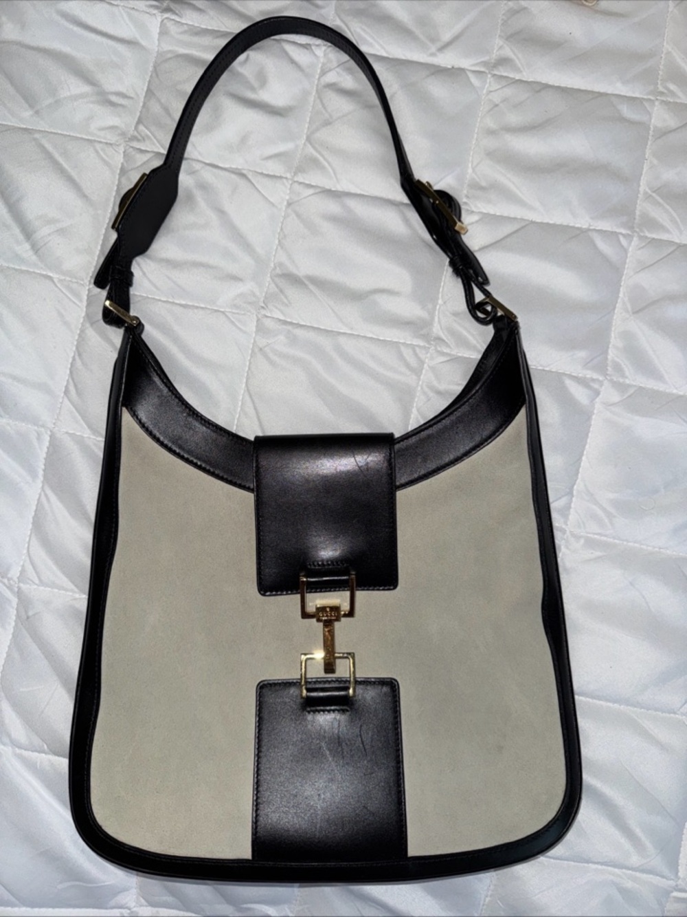 Authentic Gucci Jackie Shoulder Bag Suede and Leather
